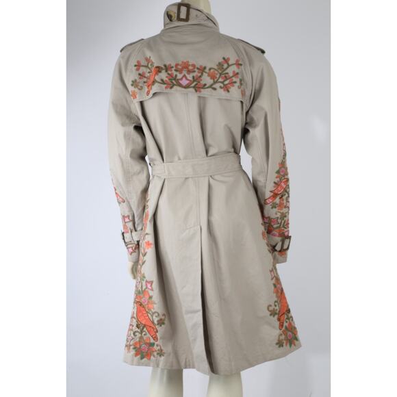 Calypso St Barth Floral Embroidered Trench Coat Boho Luxury Women’s Size M - Picture 12 of 16